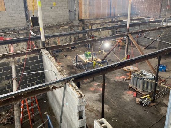 A construction demolition image of the building interior.