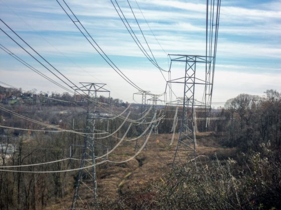 Overlooking powerlines and towers during the winter months.