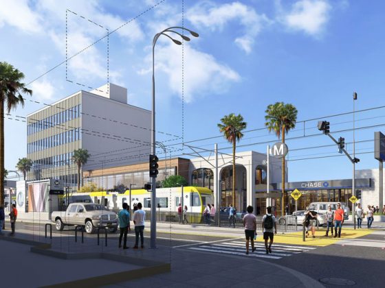 Rendering of the East San Fernando Valley Light Rail Project Van Nuys Station