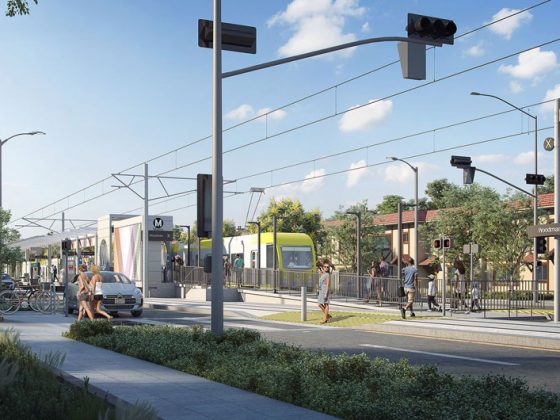 Rendering of the East San Fernando Valley Light Rail Project Woodman Station