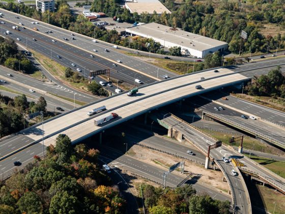 Looking down on the NJ 440 bridge overpass.