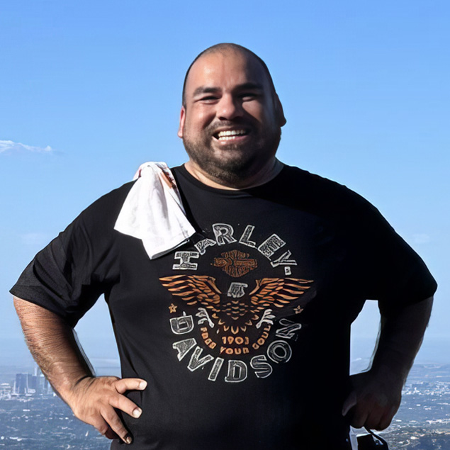 Martin poses during a hike high above Los Angeles.